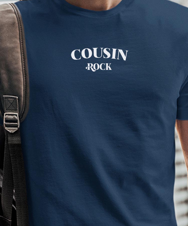 T-Shirt Bleu Marine Cousin rock Pour homme-1