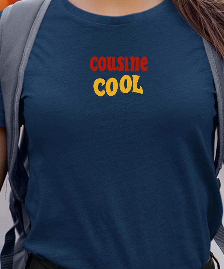 T-Shirt Bleu Marine Cousine cool disco Pour femme-1