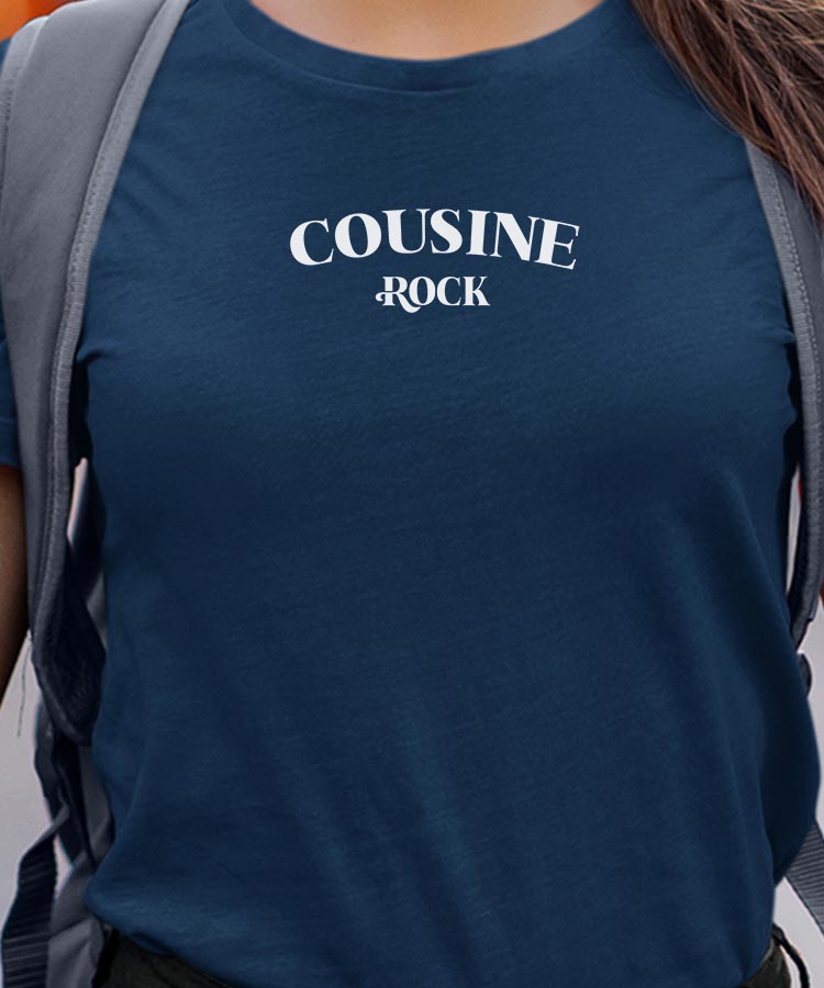 T-Shirt Bleu Marine Cousine rock Pour femme-1
