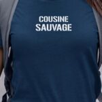 T-Shirt Bleu Marine Cousine sauvage Pour femme-1