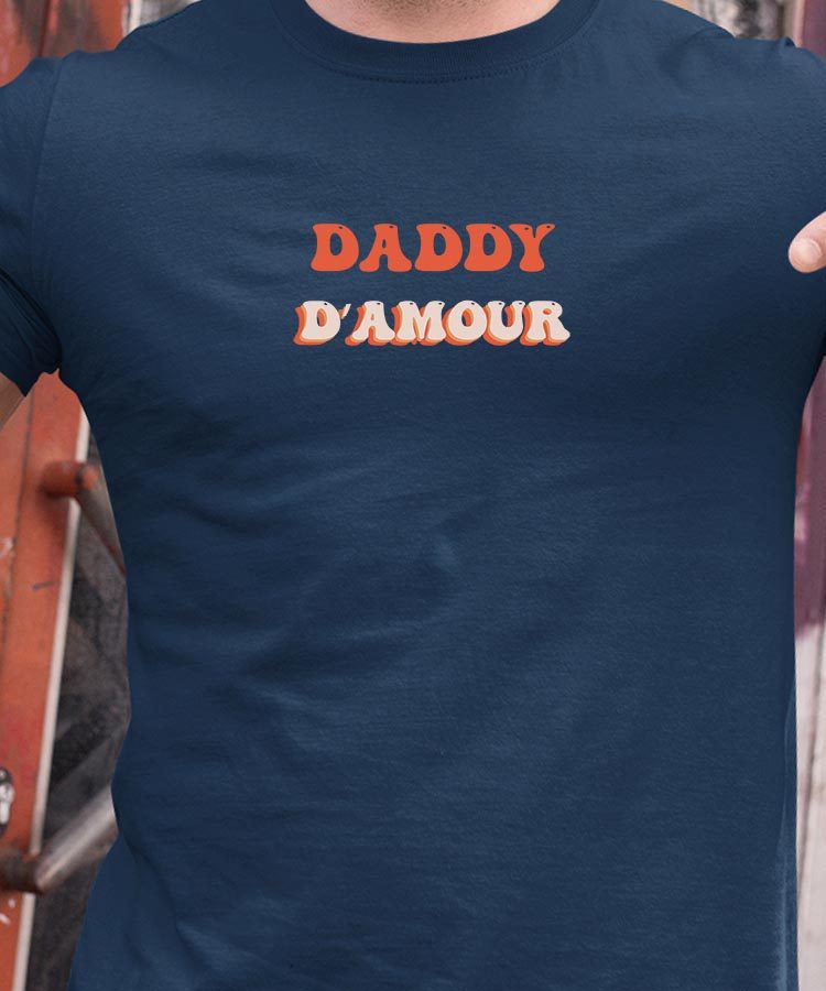 T-Shirt Bleu Marine Daddy d'amour Pour homme-1