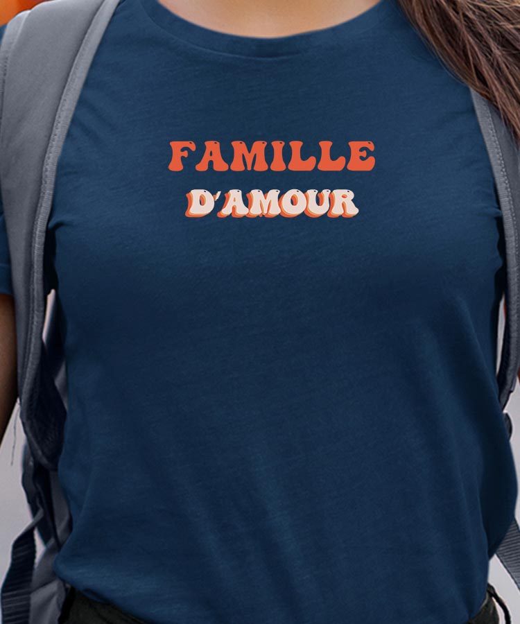 T-Shirt Bleu Marine Famille d'amour Pour femme-1
