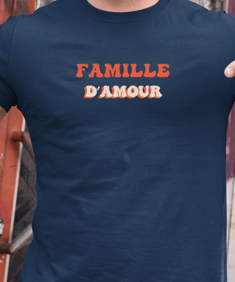 T-Shirt Bleu Marine Famille d'amour Pour homme-1