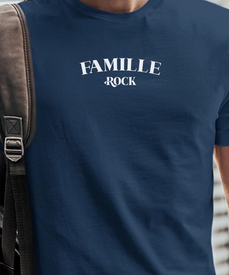 T-Shirt Bleu Marine Famille rock Pour homme-1
