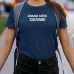 T-Shirt Bleu Marine Grand-Mère sauvage Pour femme-2