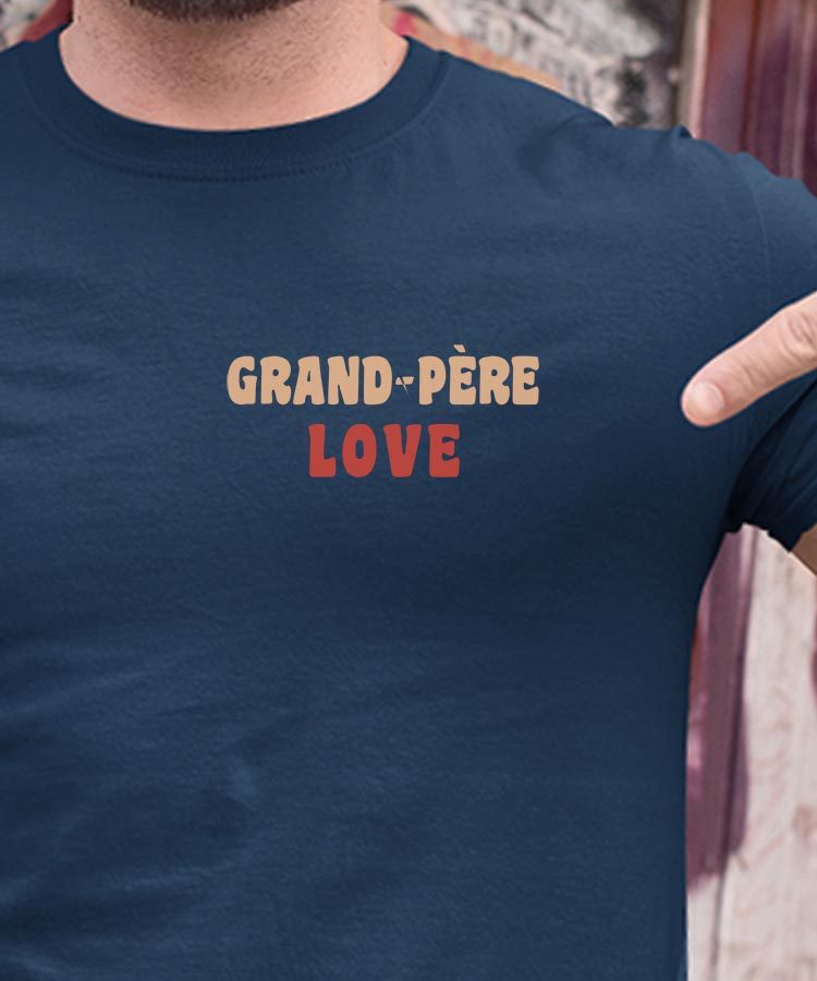 T-Shirt Bleu Marine Grand-Père love Pour homme-1