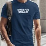 T-Shirt Bleu Marine Grand-Père sauvage Pour homme-2