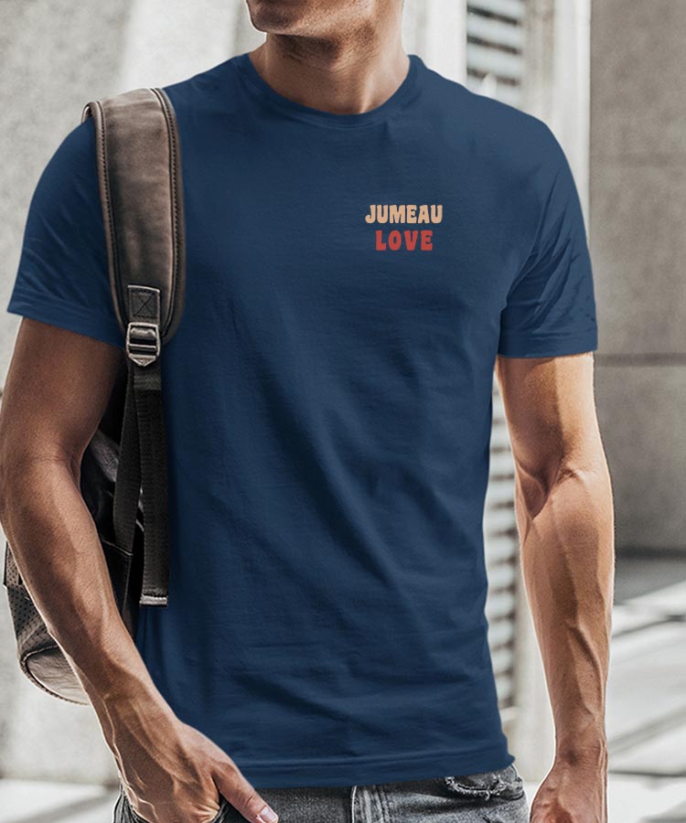 T-Shirt Bleu Marine Jumeau love Pour homme-2