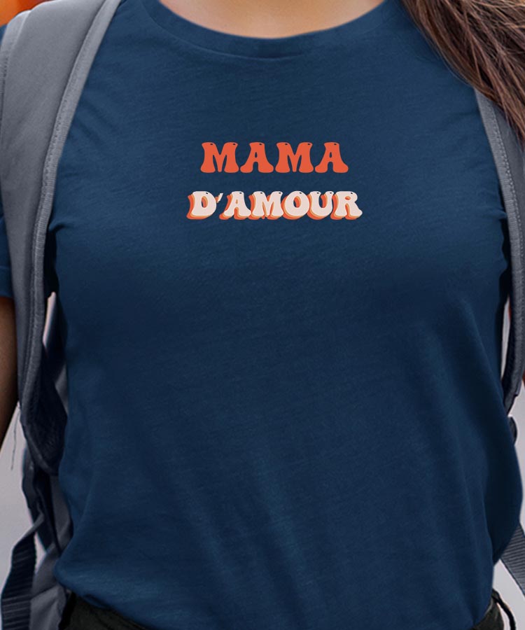 T-Shirt Bleu Marine Mama d'amour Pour femme-1