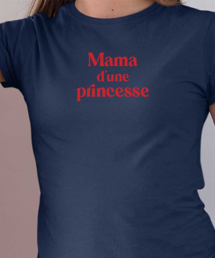 T-Shirt Bleu Marine Mama d'une princesse Pour femme-1