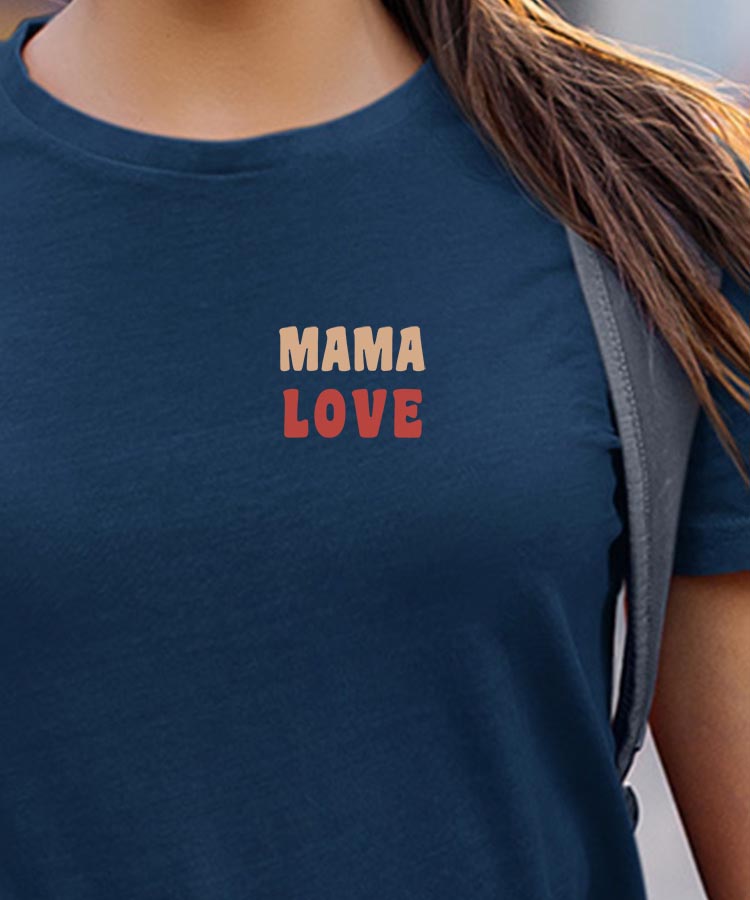 T-Shirt Bleu Marine Mama love Pour femme-1