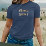 T-Shirt Bleu Marine Mama poule Pour femme-2