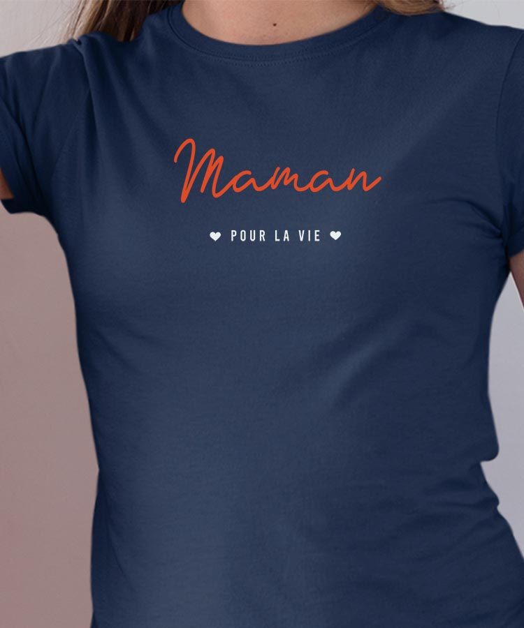 T-Shirt Bleu Marine Maman pour la vie Pour femme-1