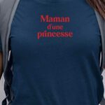 T-Shirt Bleu Marine Maman d'une princesse Pour femme-1