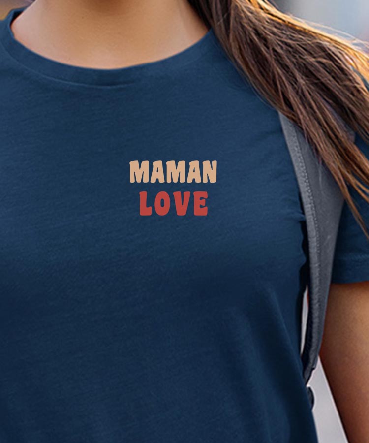 T-Shirt Bleu Marine Maman love Pour femme-1