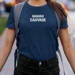 T-Shirt Bleu Marine Maman sauvage Pour femme-2