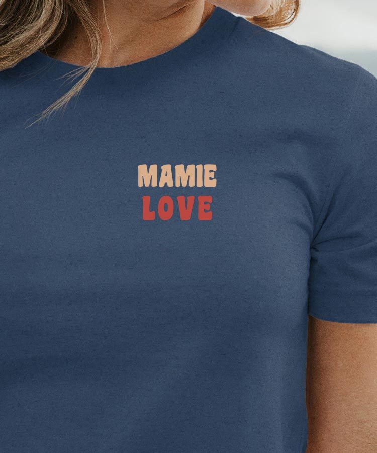 T-Shirt Bleu Marine Mamie love Pour femme-1