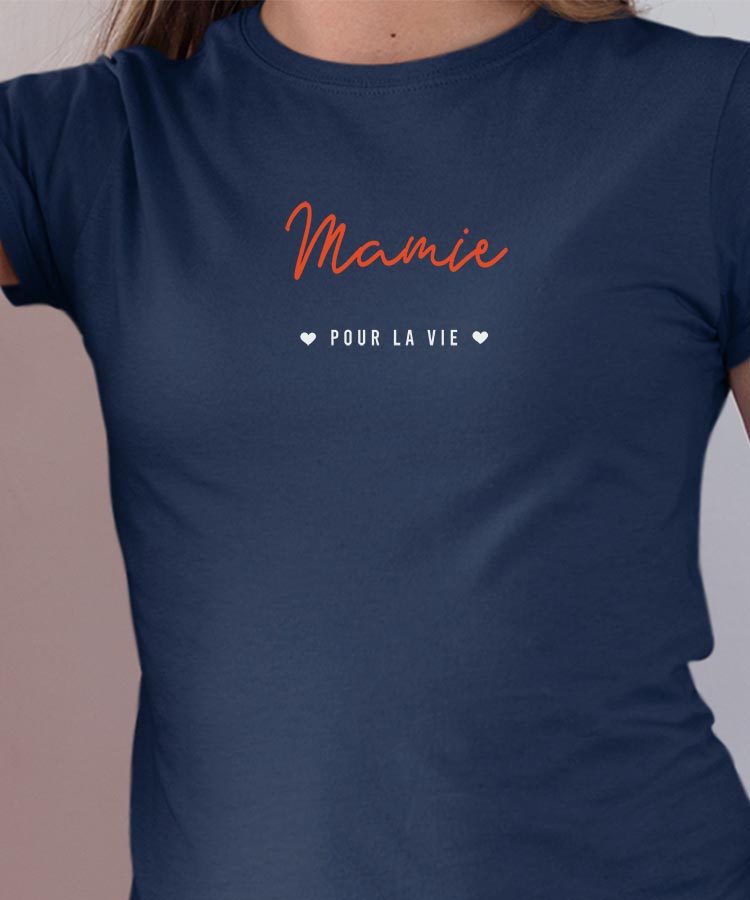 T-Shirt Bleu Marine Mamie pour la vie Pour femme-1