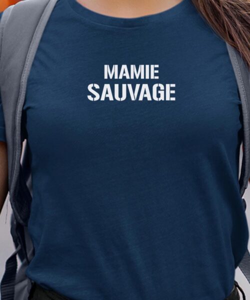 T-Shirt Bleu Marine Mamie sauvage Pour femme-1
