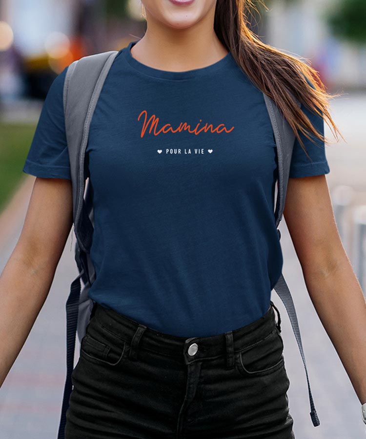 T-Shirt Bleu Marine Mamina pour la vie Pour femme-2