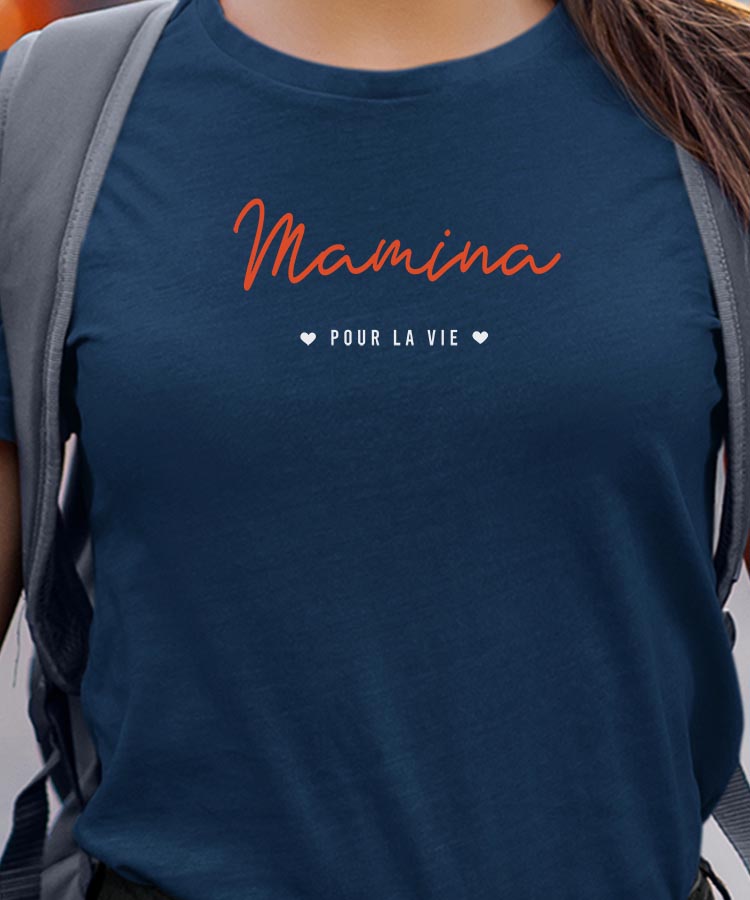 T-Shirt Bleu Marine Mamina pour la vie Pour femme-1