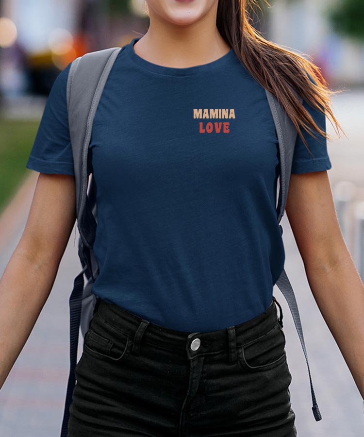 T-Shirt Bleu Marine Mamina love Pour femme-2
