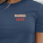 T-Shirt Bleu Marine Mamina love Pour femme-1