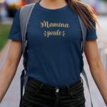 T-Shirt Bleu Marine Mamina poule Pour femme-2
