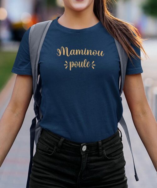 T-Shirt Bleu Marine Maminou poule Pour femme-2