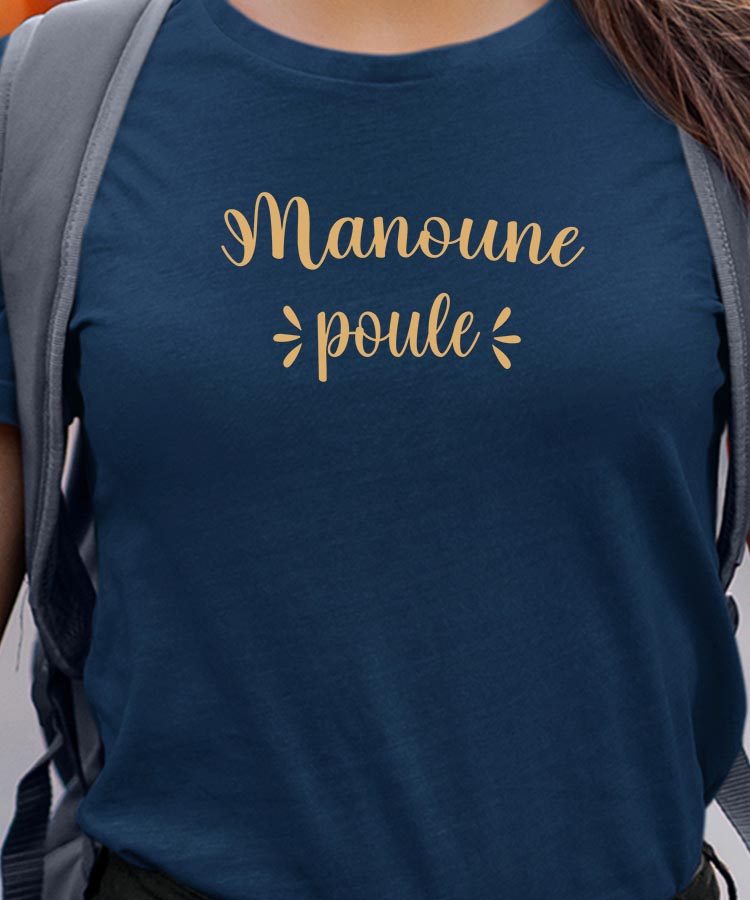 T-Shirt Bleu Marine Manoune poule Pour femme-1