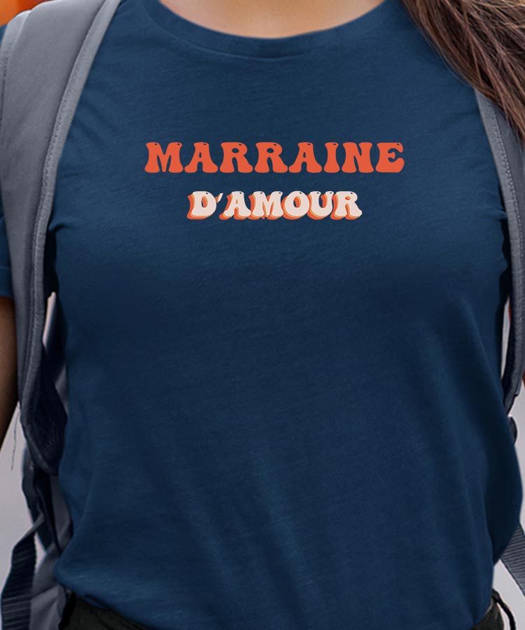 T-Shirt Bleu Marine Marraine d'amour Pour femme-1