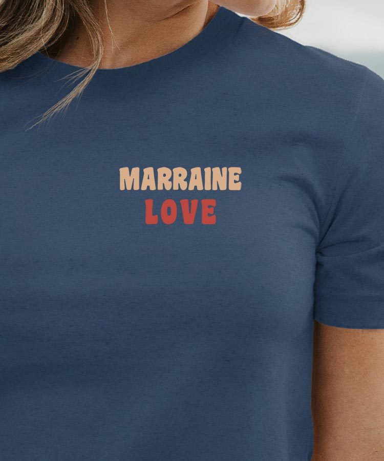 T-Shirt Bleu Marine Marraine love Pour femme-1