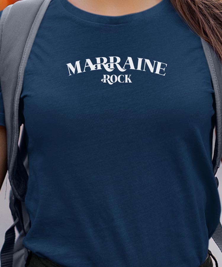 T-Shirt Bleu Marine Marraine rock Pour femme-1