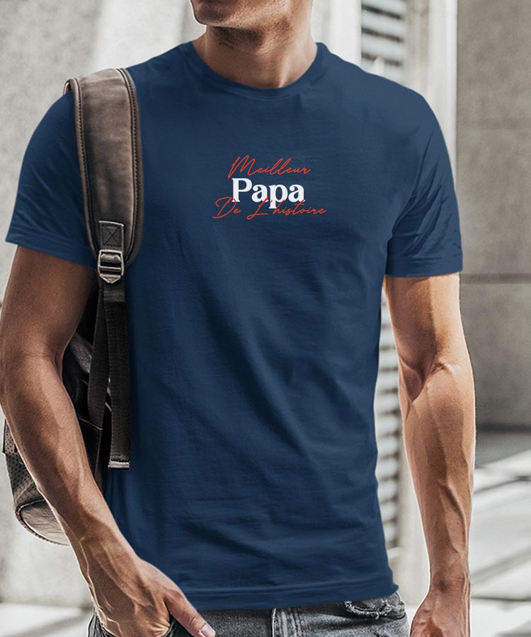 T-Shirt Bleu Marine Meilleur Papa de l'histoire Pour homme-2