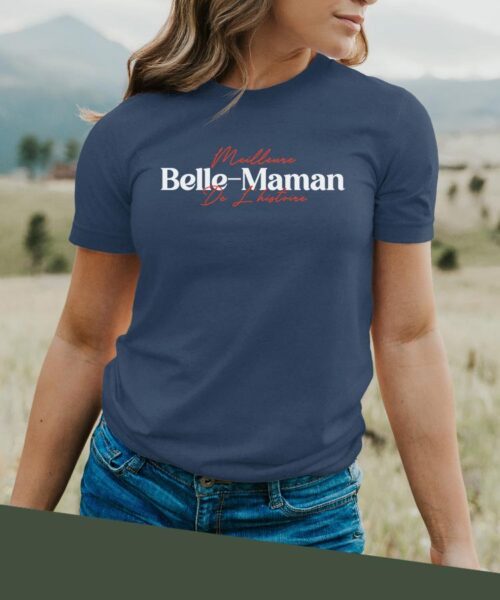 T-Shirt Bleu Marine Meilleure Belle-Maman de l'histoire Pour femme-2