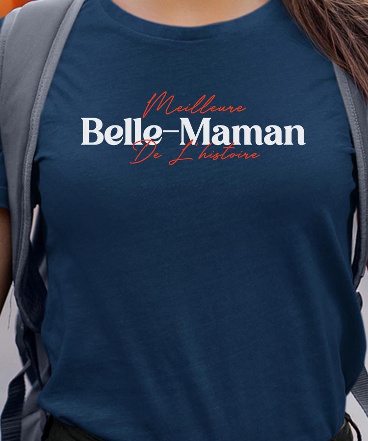 T-Shirt Bleu Marine Meilleure Belle-Maman de l'histoire Pour femme-1