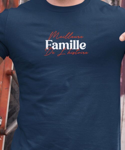 T-Shirt Bleu Marine Meilleure Famille de l’histoire Pour homme-1