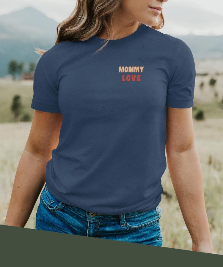 T-Shirt Bleu Marine Mommy love Pour femme-2