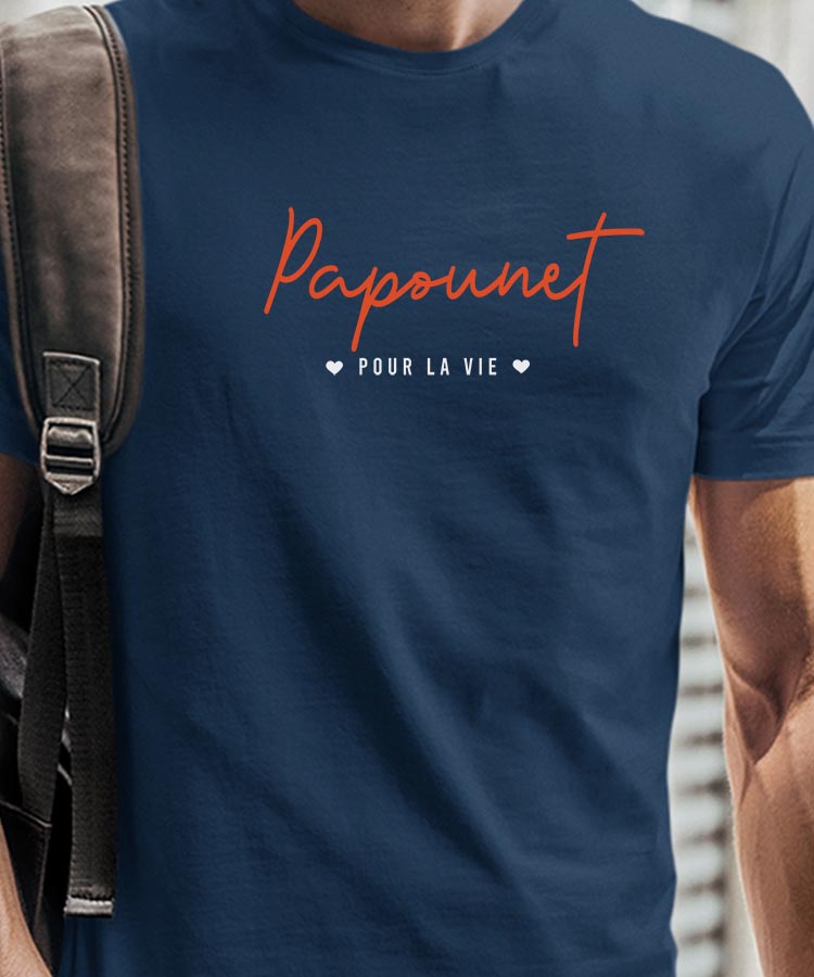 T-Shirt Bleu Marine Papounet pour la vie Pour homme-1