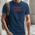 T-Shirt Bleu Marine Papounet d'une princesse Pour homme-2