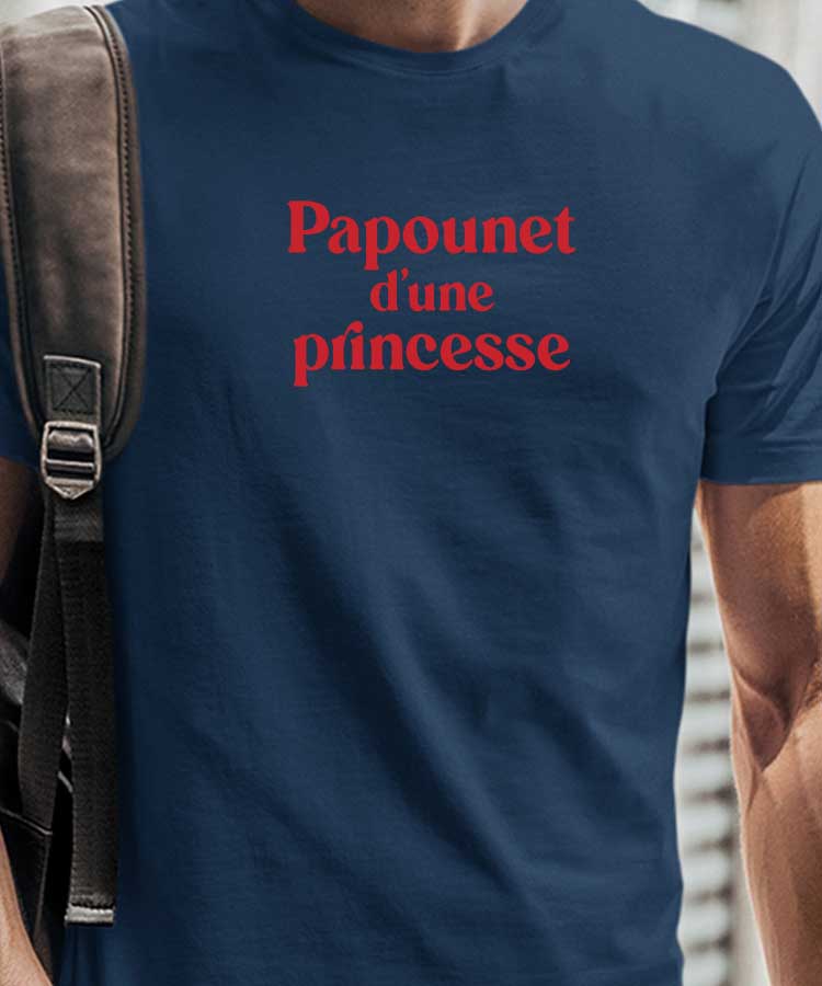 T-Shirt Bleu Marine Papounet d'une princesse Pour homme-1