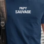 T-Shirt Bleu Marine Papy sauvage Pour homme-1