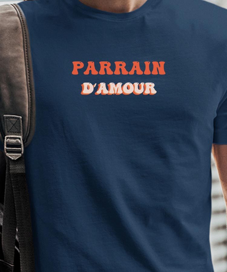T-Shirt Bleu Marine Parrain d'amour Pour homme-1