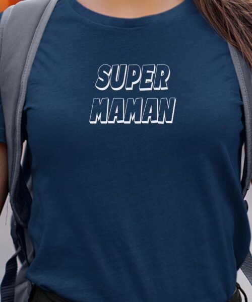T-Shirt-Bleu-Marine-Super-Maman-Pour-femme-2