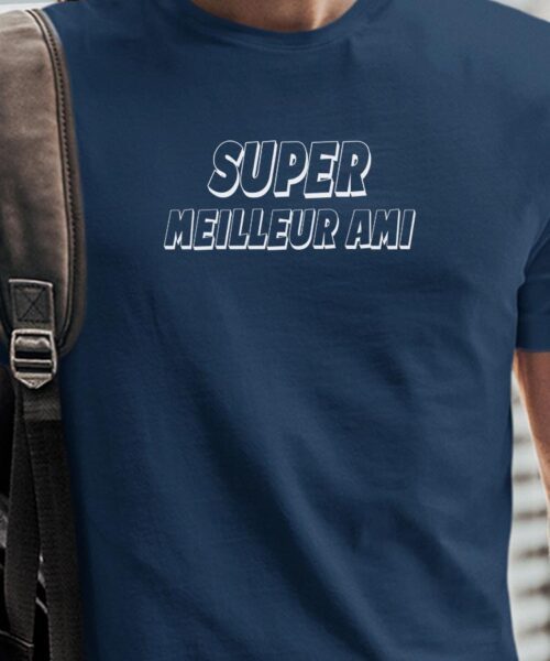 T-Shirt-Bleu-Marine-Super-Meilleur-Ami-Pour-homme-2