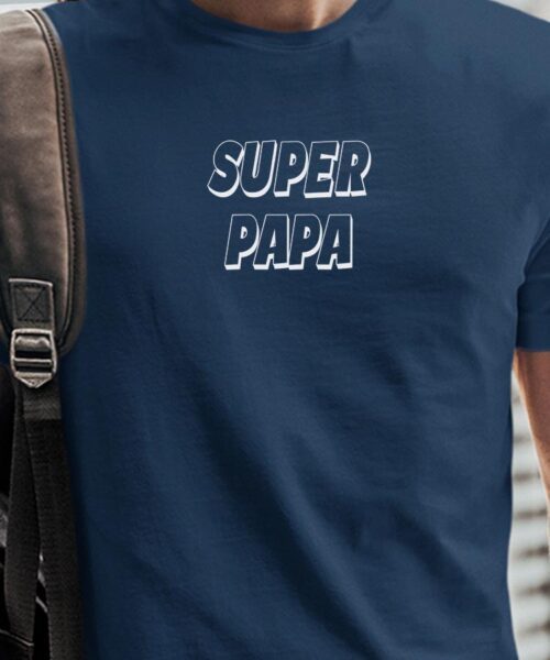 T-Shirt-Bleu-Marine-Super-Papa-Pour-homme-2