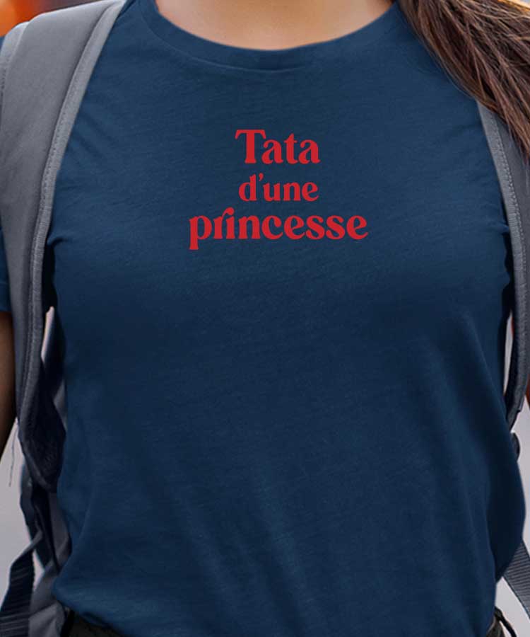 T-Shirt Bleu Marine Tata d'une princesse Pour femme-1