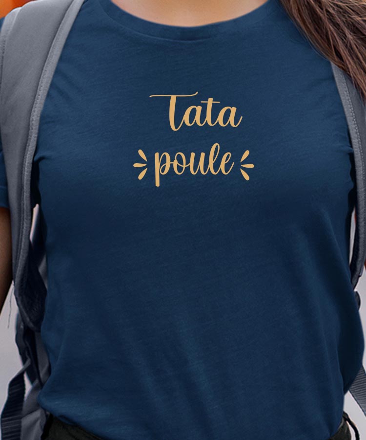 T-Shirt Bleu Marine Tata poule Pour femme-1