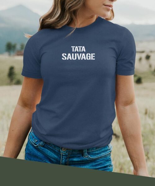 T-Shirt Bleu Marine Tata sauvage Pour femme-2