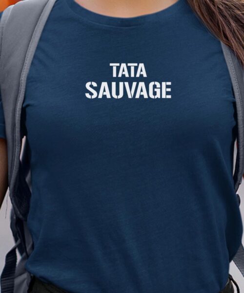 T-Shirt Bleu Marine Tata sauvage Pour femme-1